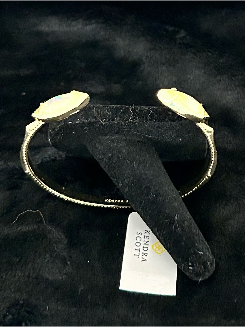 Kendra Scott Gold Cuff Bracelet with iridescent Abalone Stones